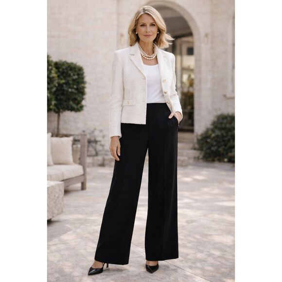 St. John Pants - St. John Caviar Black Wide Leg Pants Trousers  Women's Size 8